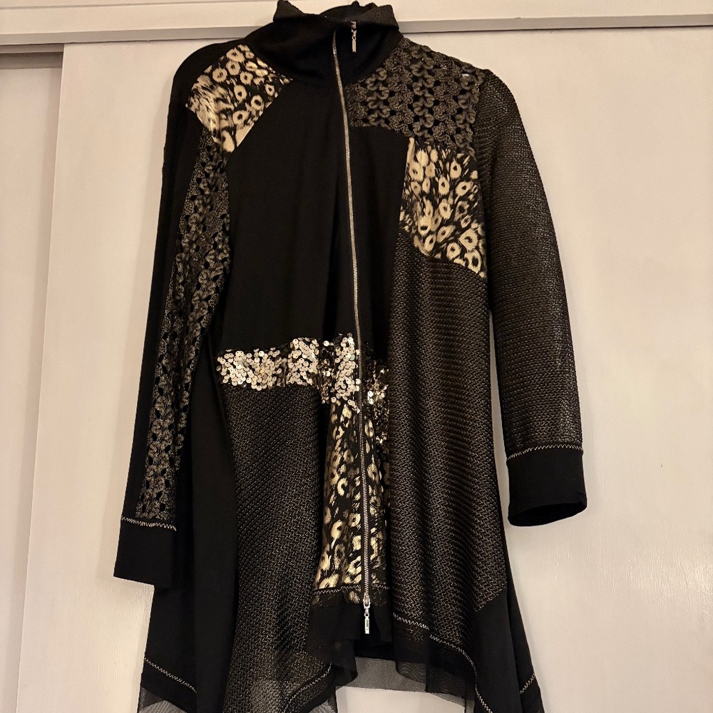 BEREK Black Zipper Cardigan/Dress L